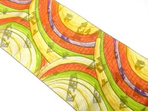 流水に抽象模様織り出し　名古屋帯